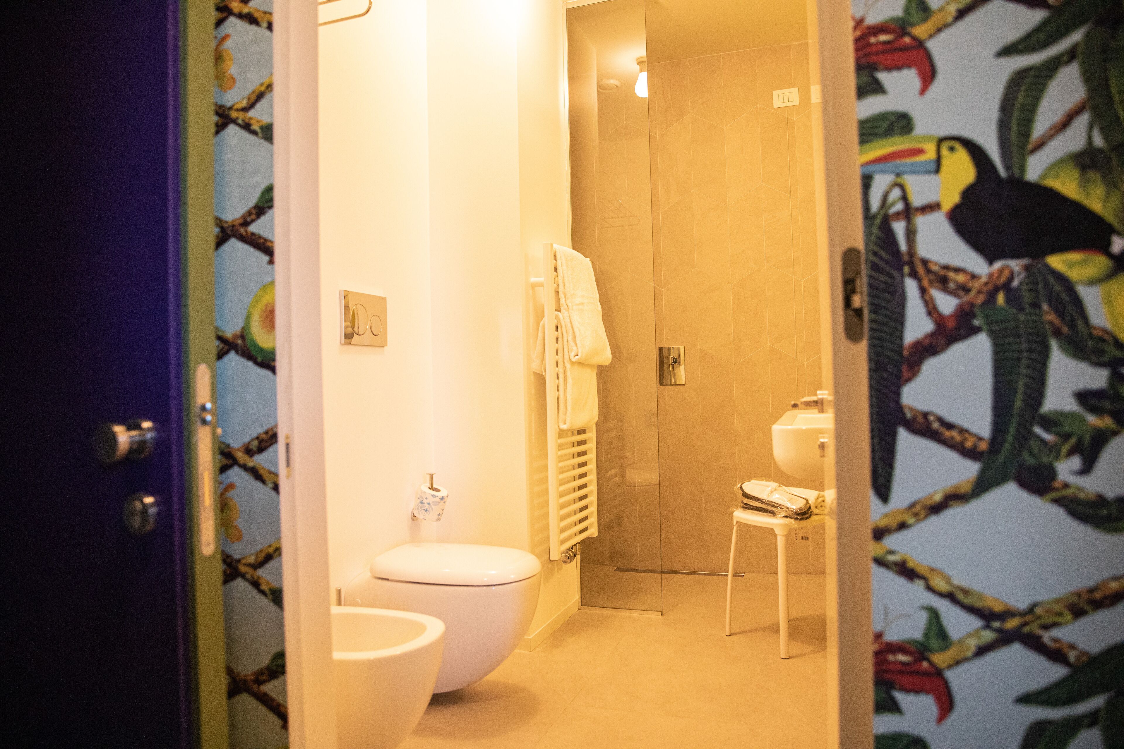 superior double room | bathroom | shower, rainfall showerhead, free toiletries, hair dryer