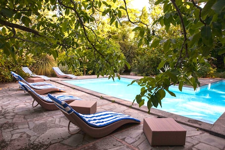 Outdoor pool, sun loungers