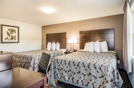 Standard Room, 2 Queen Beds, Non Smoking | Desk, free WiFi, bed sheets, alarm clocks