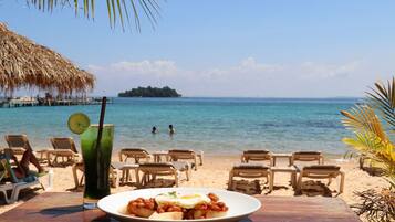 Private beach, white sand, sun-loungers, beach umbrellas