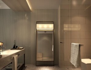 Shower, free toiletries, hair dryer, bathrobes - Jingtang Ramada Encore Hotel (Chengdu)