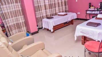 Body treatments, body wraps, body scrubs, facials, 3 treatment rooms