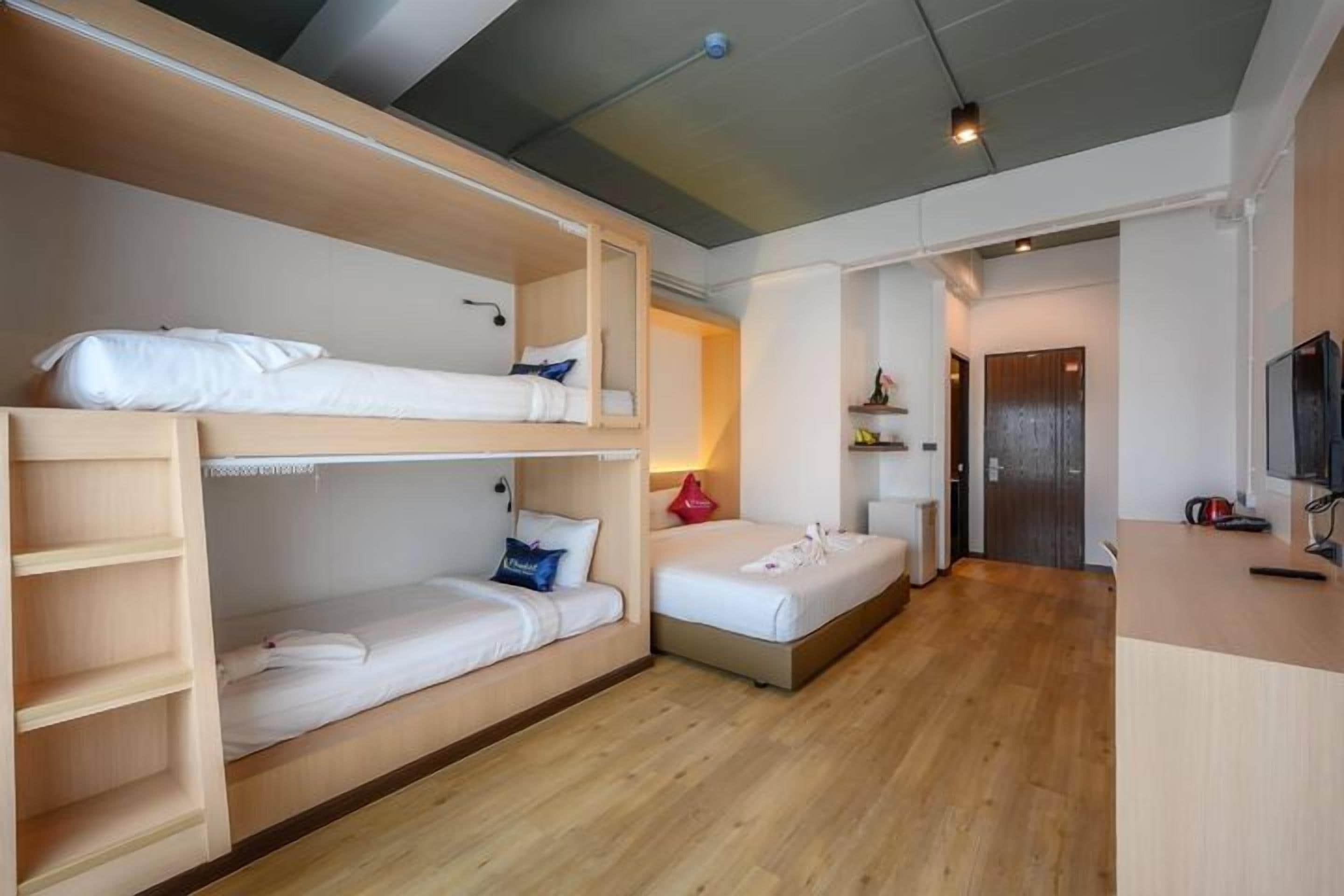 family room | desk, laptop workspace, blackout curtains, free wifi