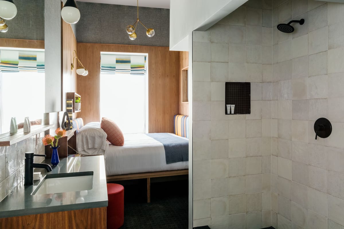 micro king | bathroom | shower, free toiletries, hair dryer, bathrobes