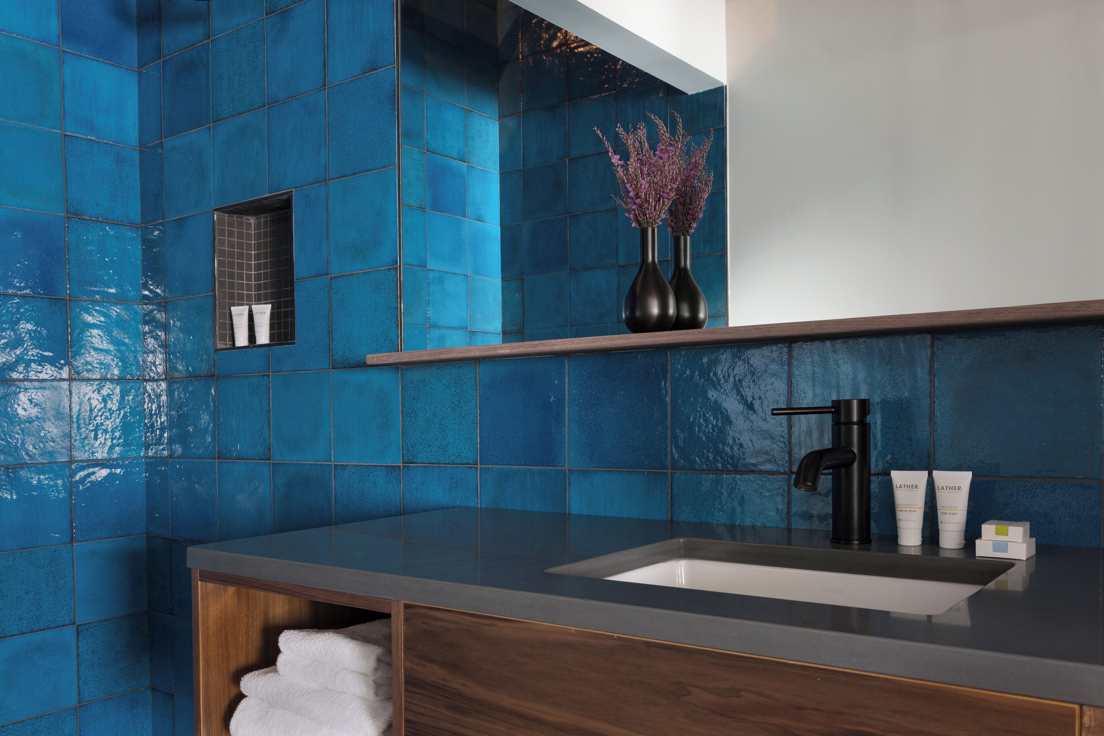 shower, free toiletries, hair dryer, bathrobes