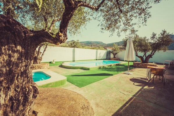 Outdoor pool, pool loungers