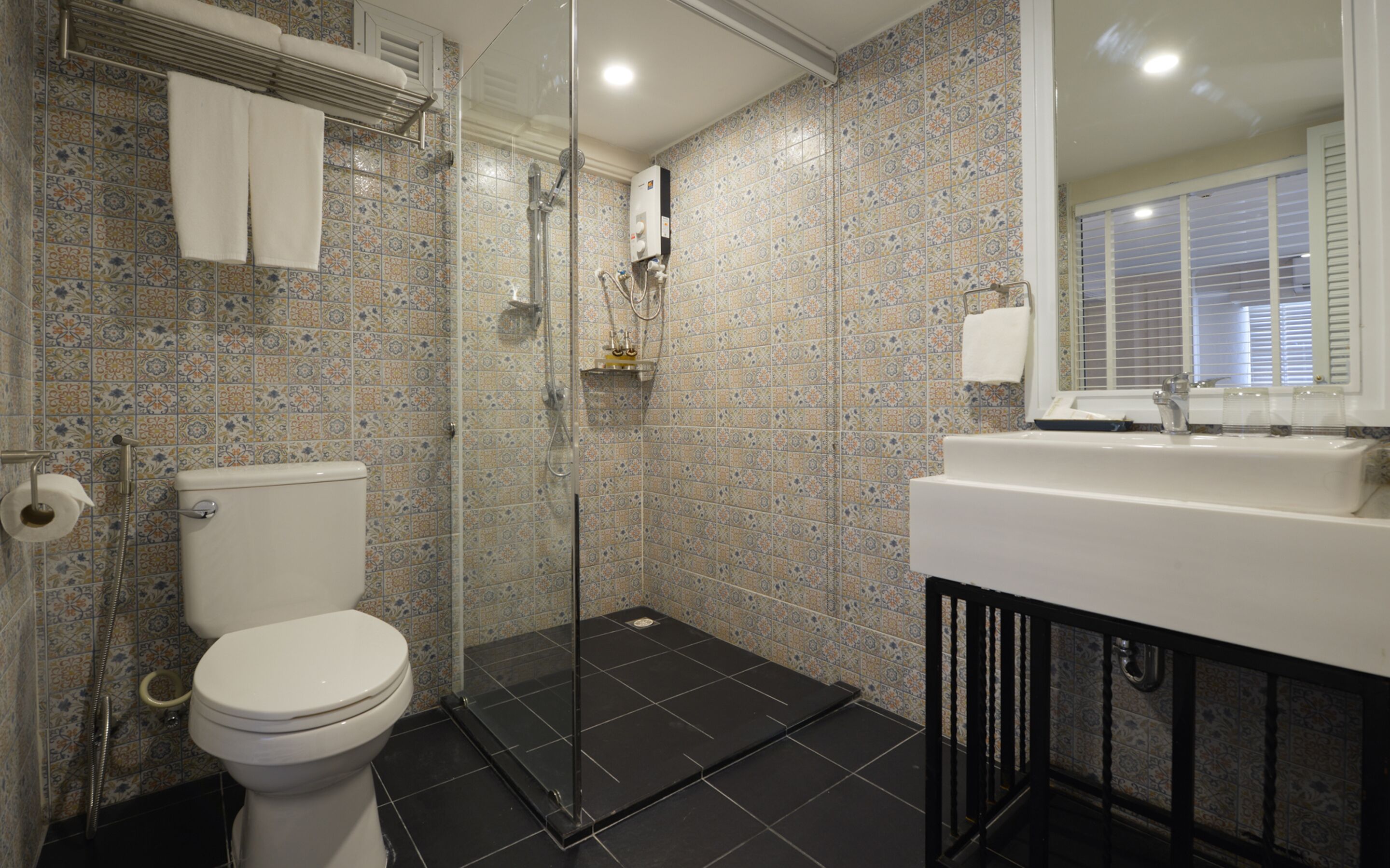 free toiletries, hair dryer, towels, soap