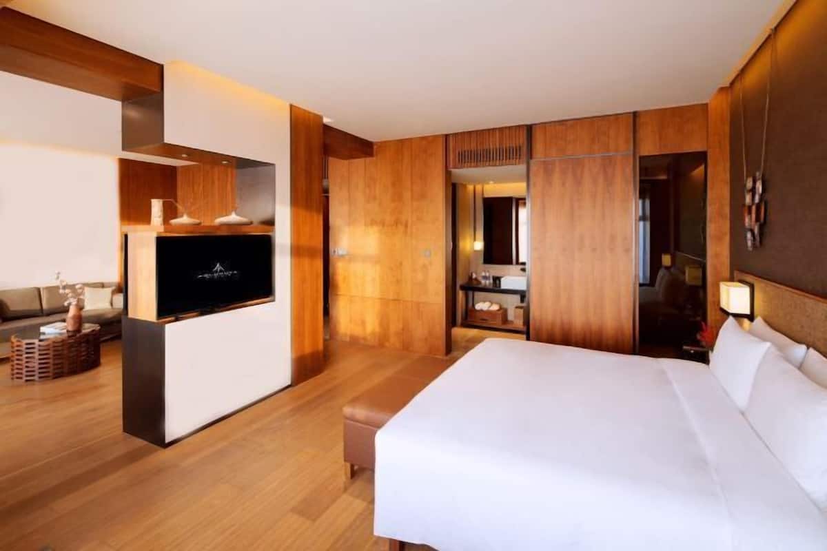 Een minibar, een kluis op de kamer, een bureau, verduisterende gordijnen