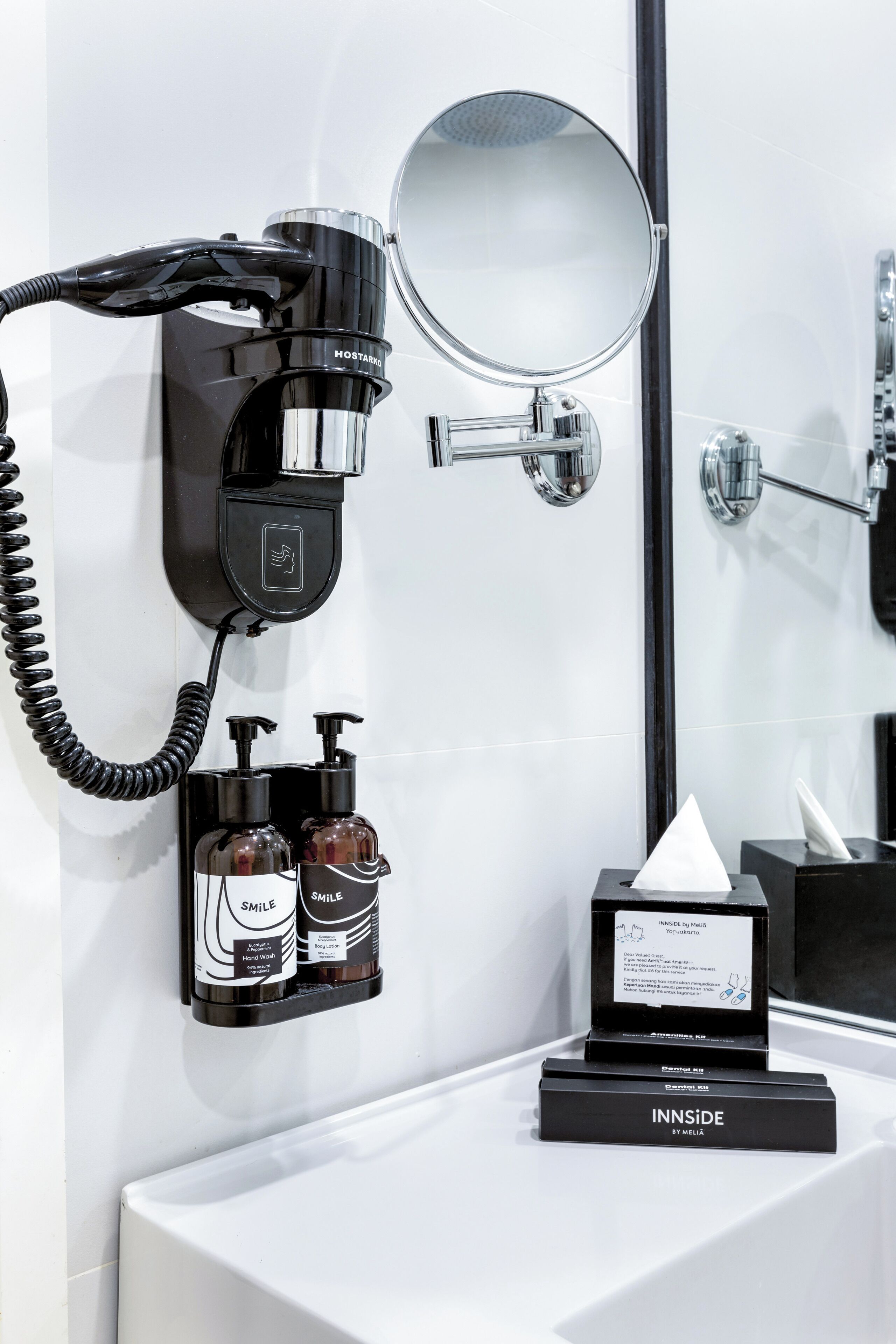 shower, eco-friendly toiletries, hair dryer, towels