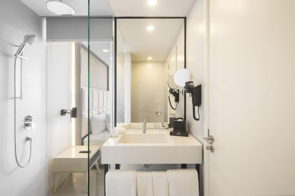 the innside room - terrace | bathroom | shower, eco-friendly toiletries, hair dryer, towels