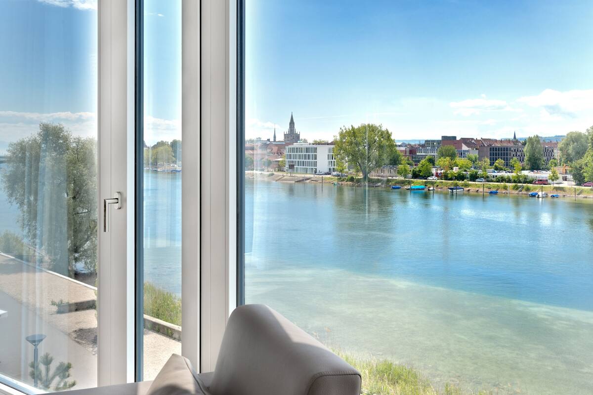 studio, lake view | view from room