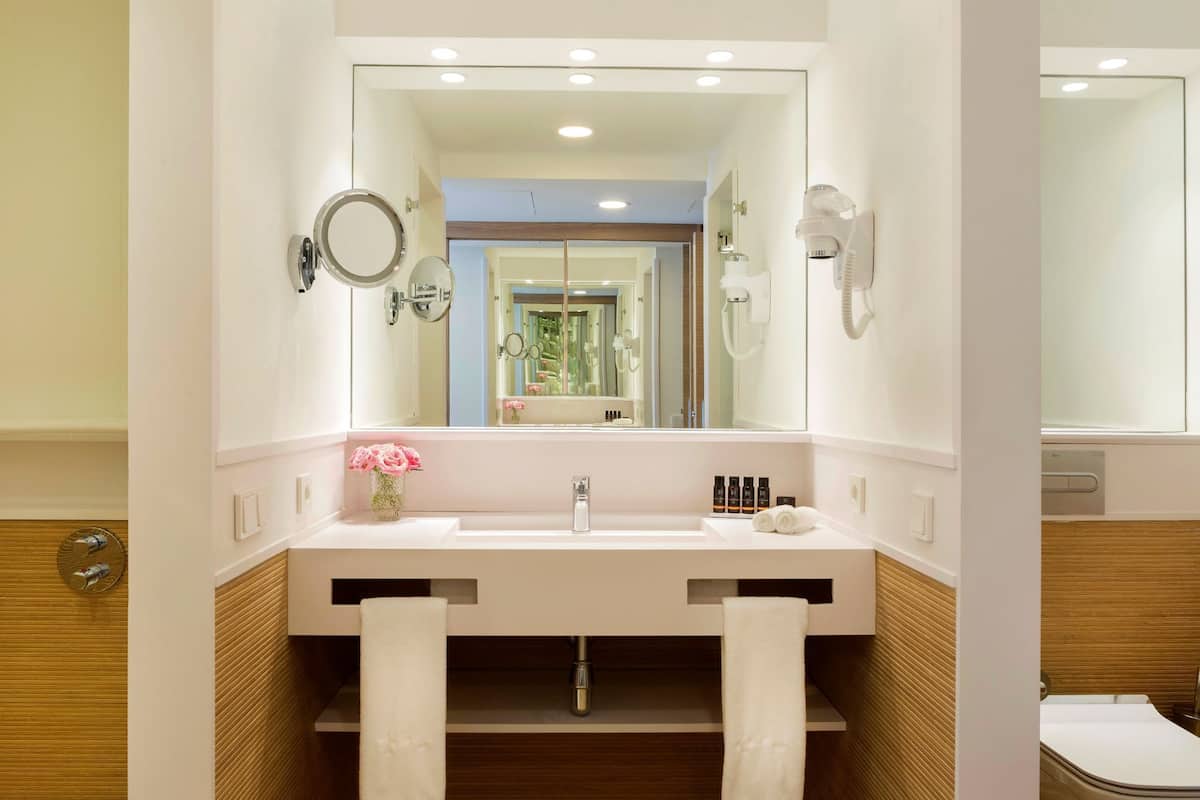 standard double room, garden view (renovada) | bathroom | free toiletries, hair dryer, towels