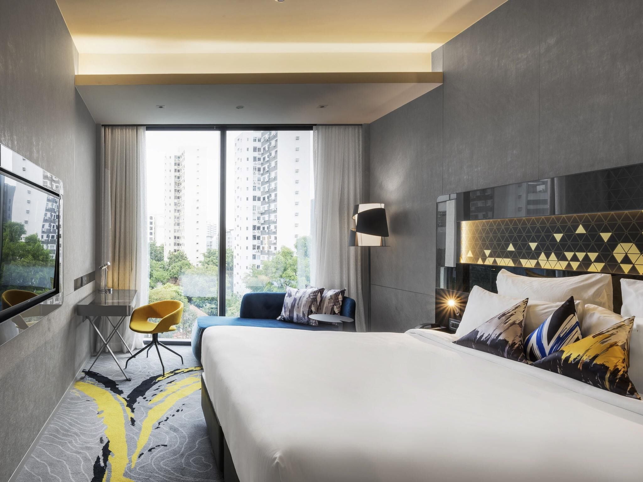 In-room safe, desk, laptop workspace, blackout curtains