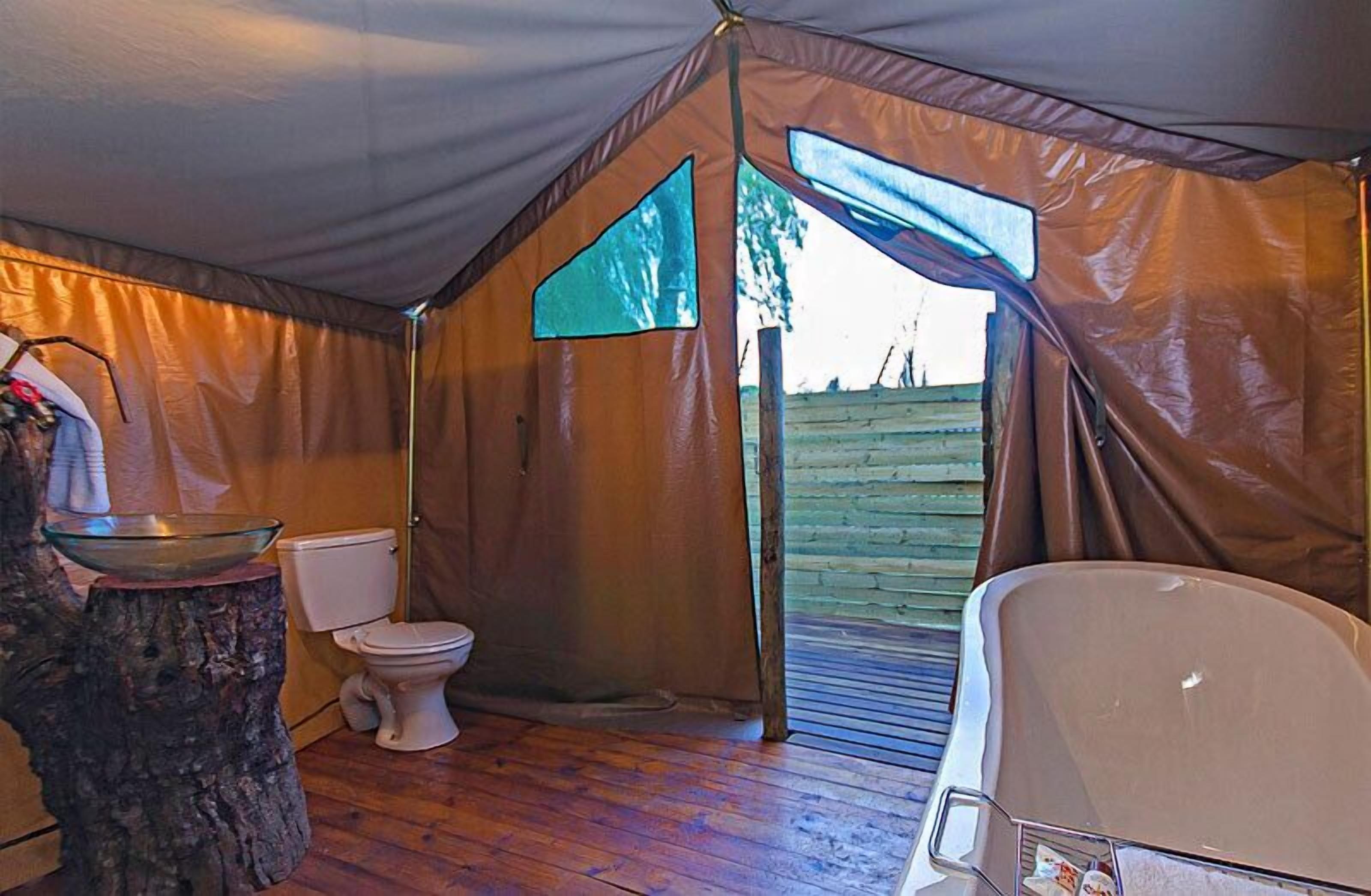 luxury tent | bathroom | free toiletries, hair dryer, towels, soap