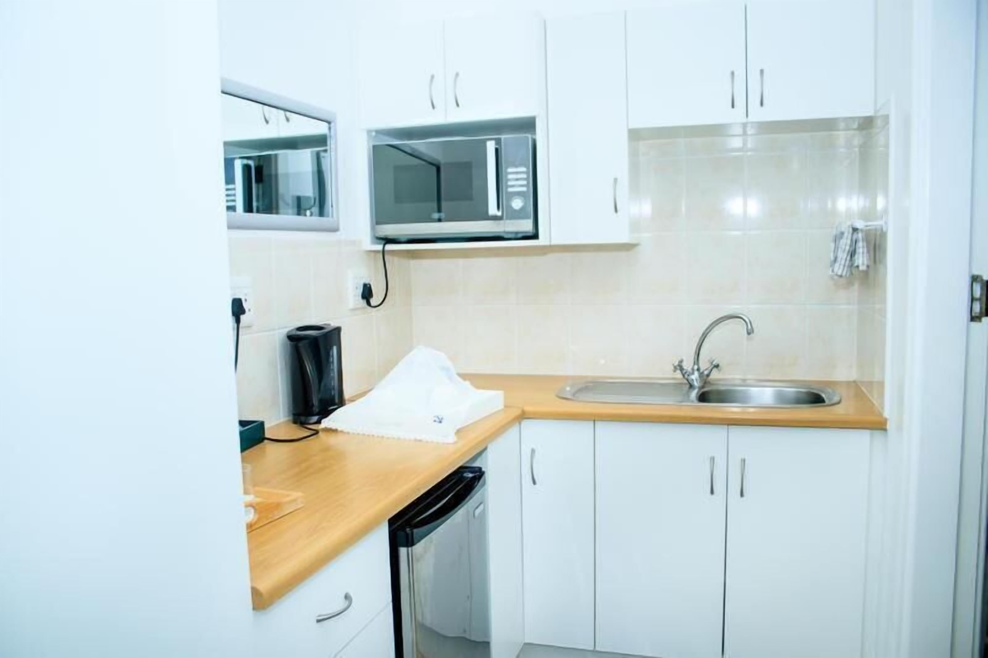 Fridge, microwave, coffee/tea maker