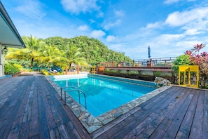 Outdoor pool, pool loungers