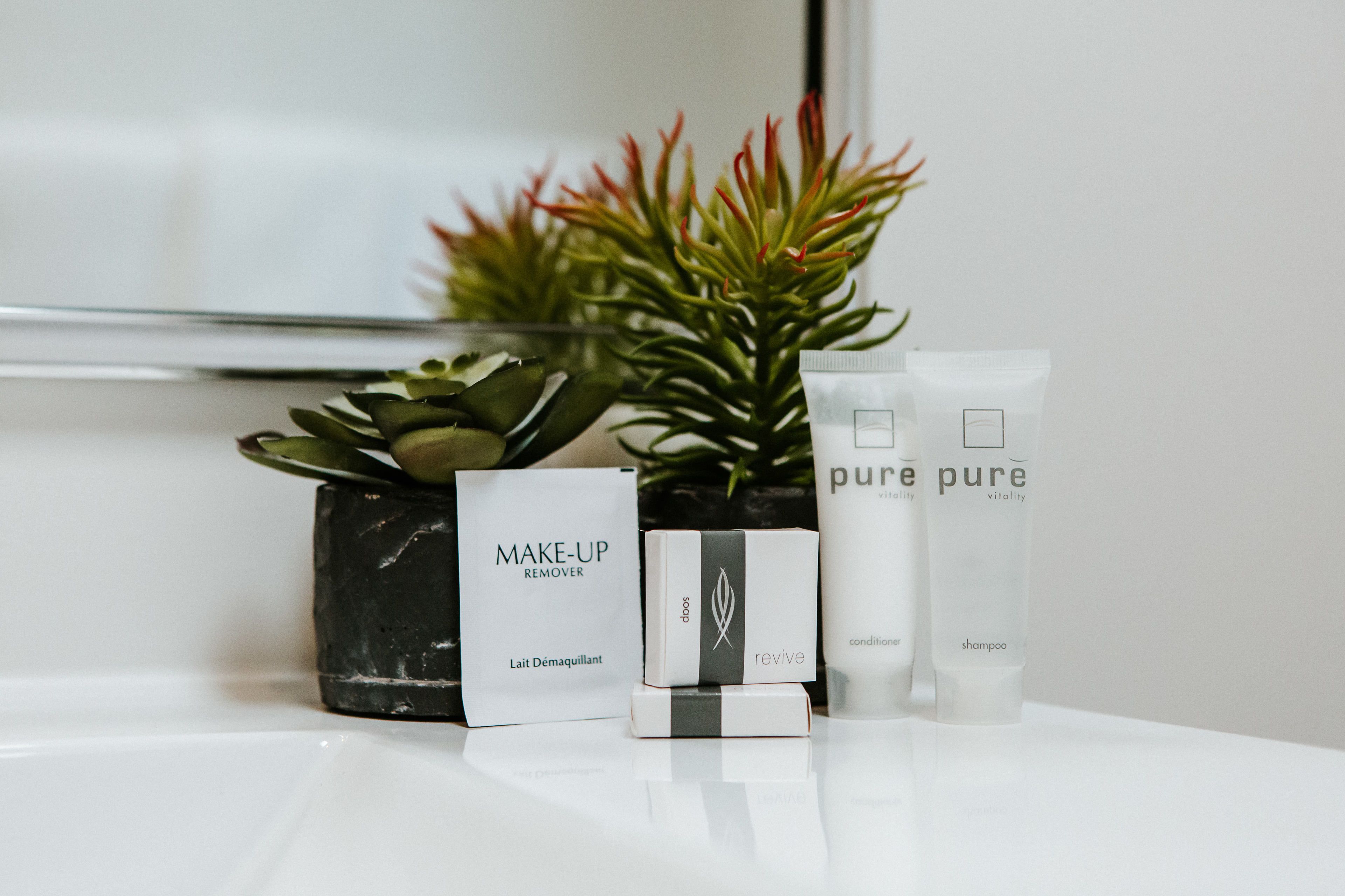 free toiletries, hair dryer, towels