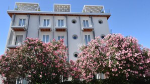 A multi-story building with balconies, large windows, and a clear sky. - Hotel Felix (Rimini)