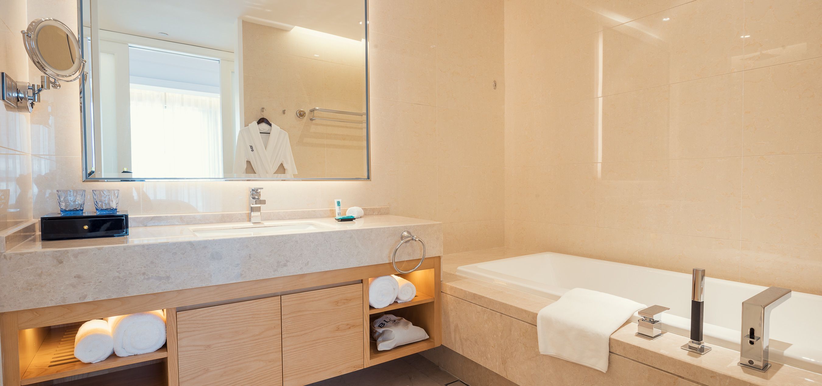 shower, rainfall showerhead, designer toiletries, hair dryer