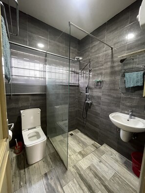 Douche, serviettes fournies