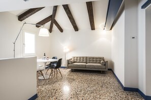 Apartment, 1 Bedroom, Terrace, Canal View | Living area | Flat-screen TV - MYSWEETPLACE - Ca' d'Oro Family Apartment (Venice)