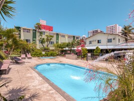 2 outdoor pools, open 8:00 AM to 7:30 PM, sun loungers