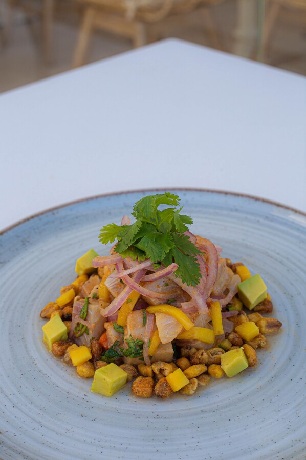 A plate of food with various ingredients.