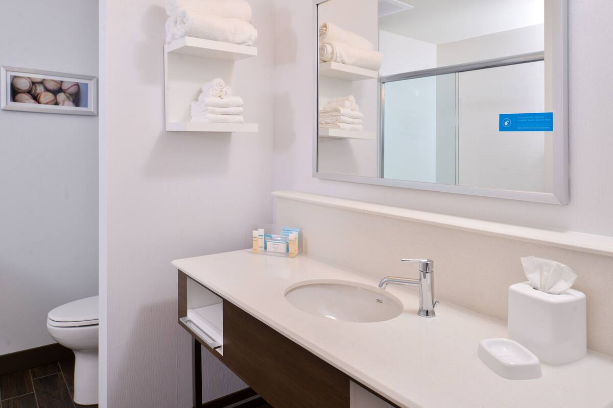 free toiletries, hair dryer, towels