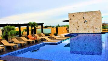 Outdoor pool, a rooftop pool