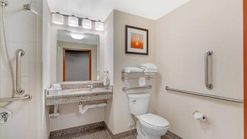 Suite, 1 King Bed with Sofa bed, Hearing Accessible (Meeting, Sofa Sleeper, Tub, 2 Rooms) | Bathroom | Combined shower/tub, free toiletries, hair dryer, towels