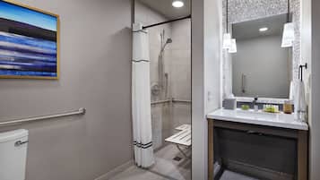Rainfall showerhead, free toiletries, hair dryer, bathrobes