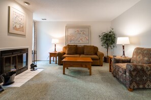 Suite, 1 Bedroom, Non Smoking | Living room | 40-inch flat-screen TV with cable channels, TV, fireplace - The Villas at French Lick Springs (French Lick)