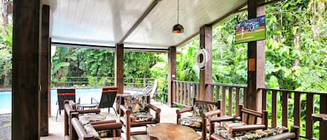 2 outdoor pools, pool umbrellas, pool loungers