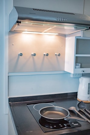 Fridge, microwave, coffee/tea maker, electric kettle
