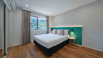 Blackout curtains, iron/ironing board, free WiFi, bed sheets