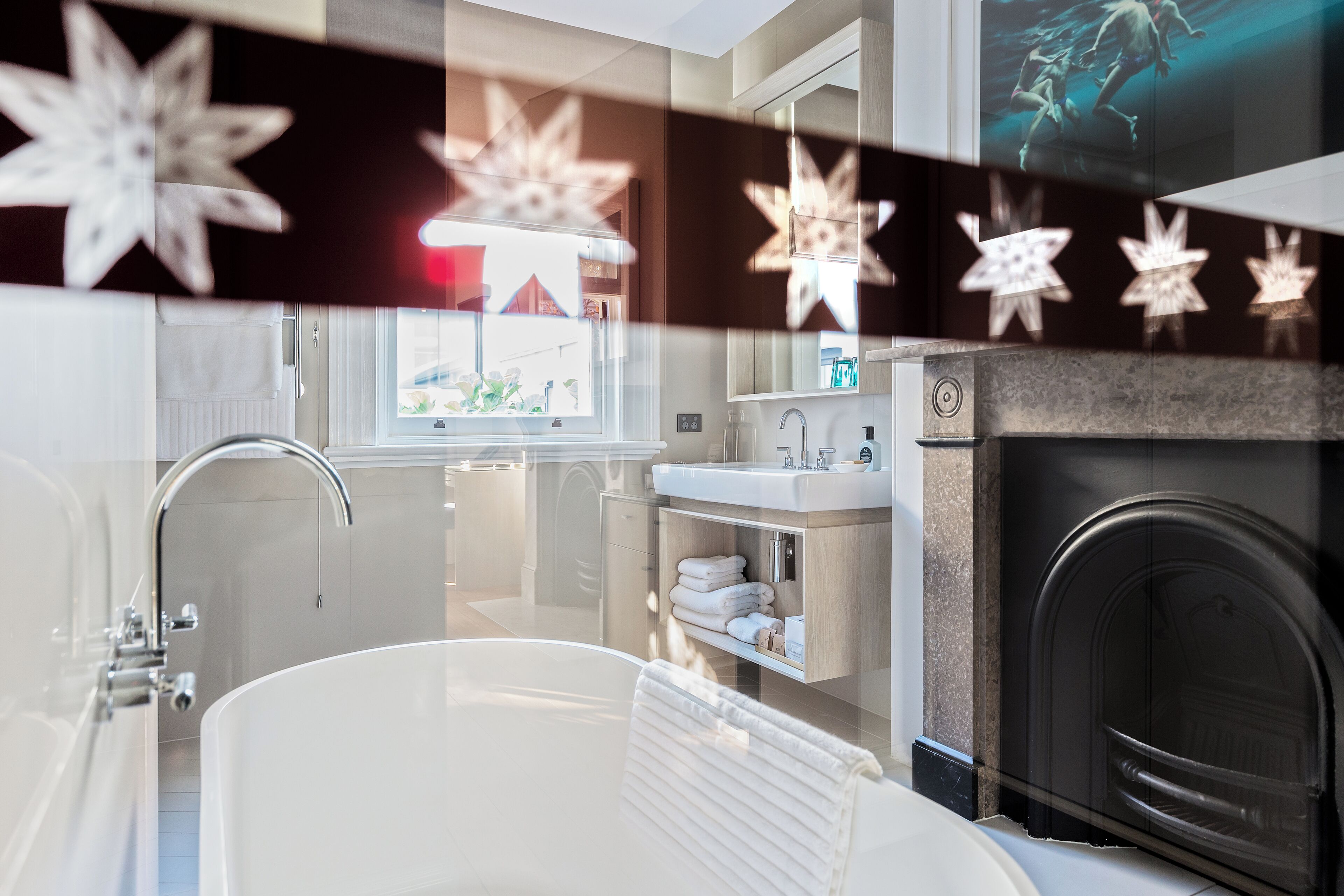 luxury room, 1 king bed | bathroom | designer toiletries, hair dryer, bathrobes, slippers