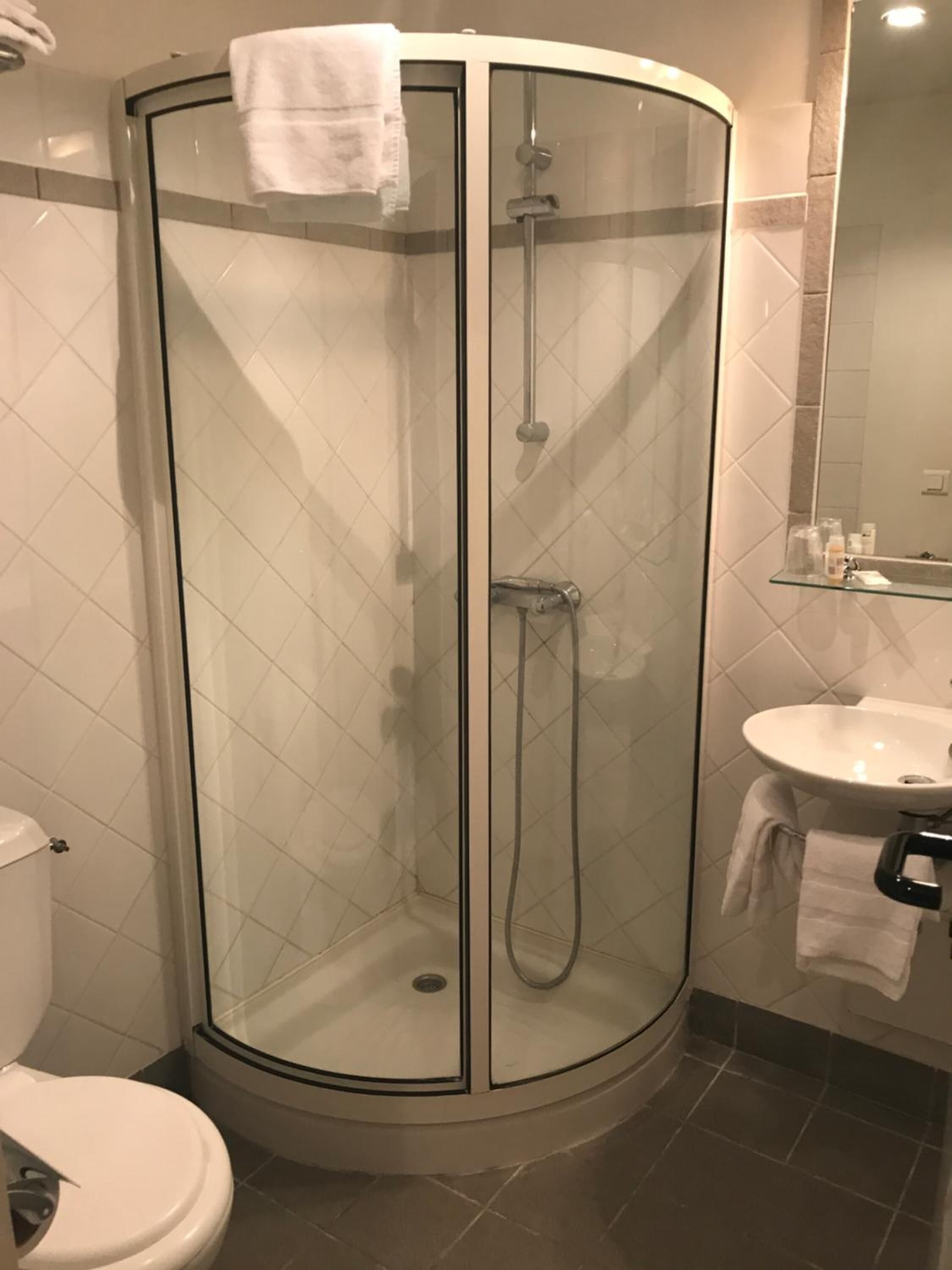 free toiletries, hair dryer, towels