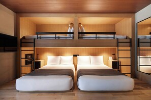 A bunk bed room with a desk and a television. - TRUNK (HOTEL) CAT STREET (Tokyo)