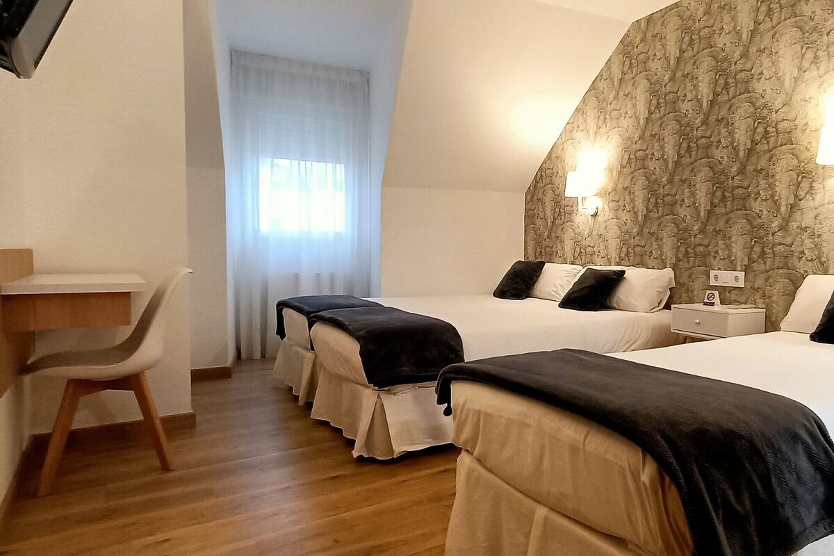 Premium bedding, desk, blackout curtains, iron/ironing board