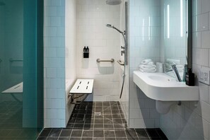 Room, 1 King Bed (Mobility Accessible, Roll-In Shower) | Premium bedding, pillowtop beds, in-room safe, desk