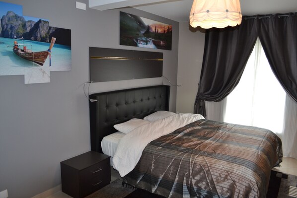 1 bedroom, premium bedding, individually decorated, soundproofing