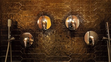 Design Room, City View (King) | Bathroom | Shower, rainfall showerhead, designer toiletries, hair dryer