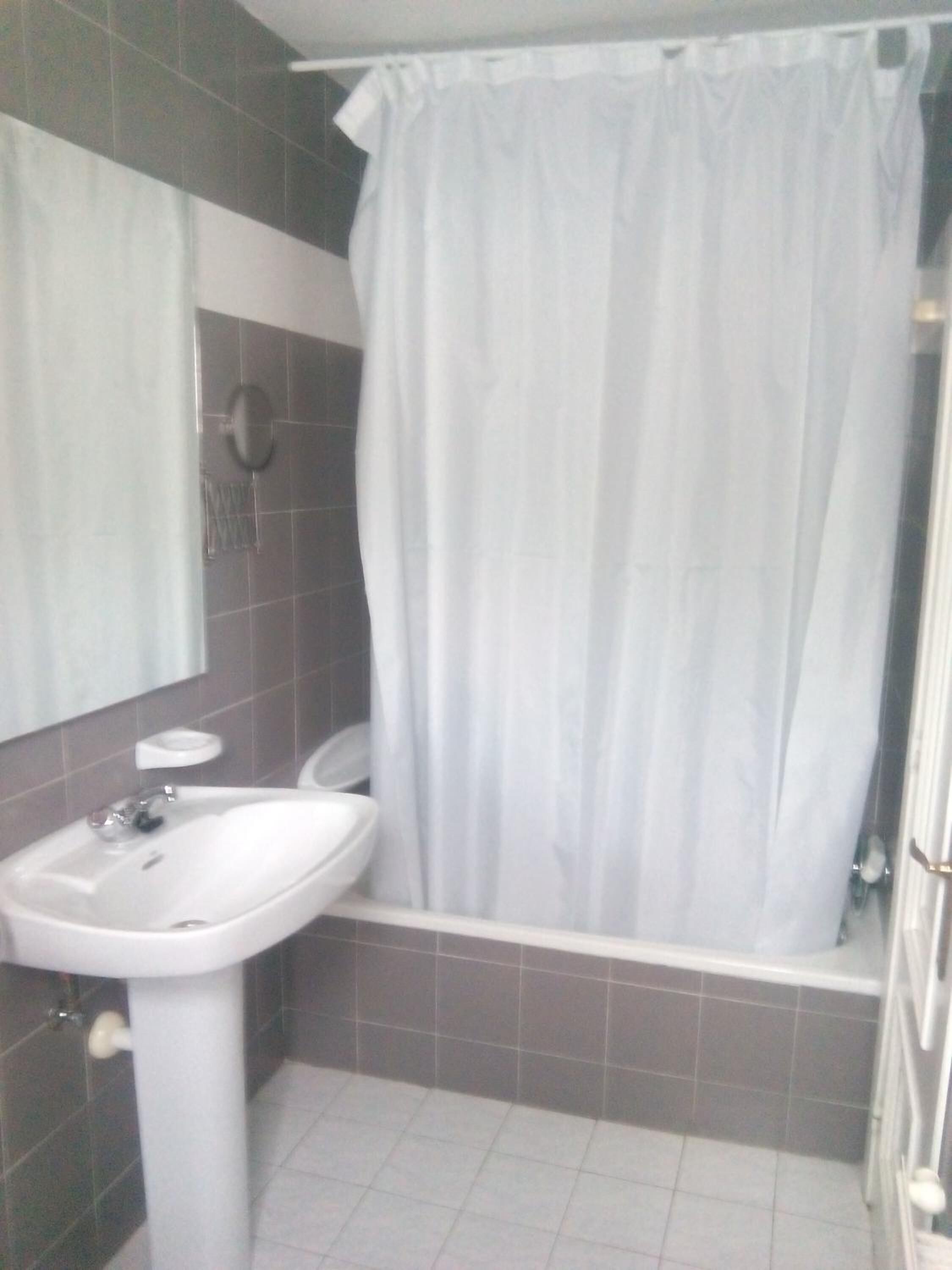 combined shower/bathtub, free toiletries, hair dryer, bidet