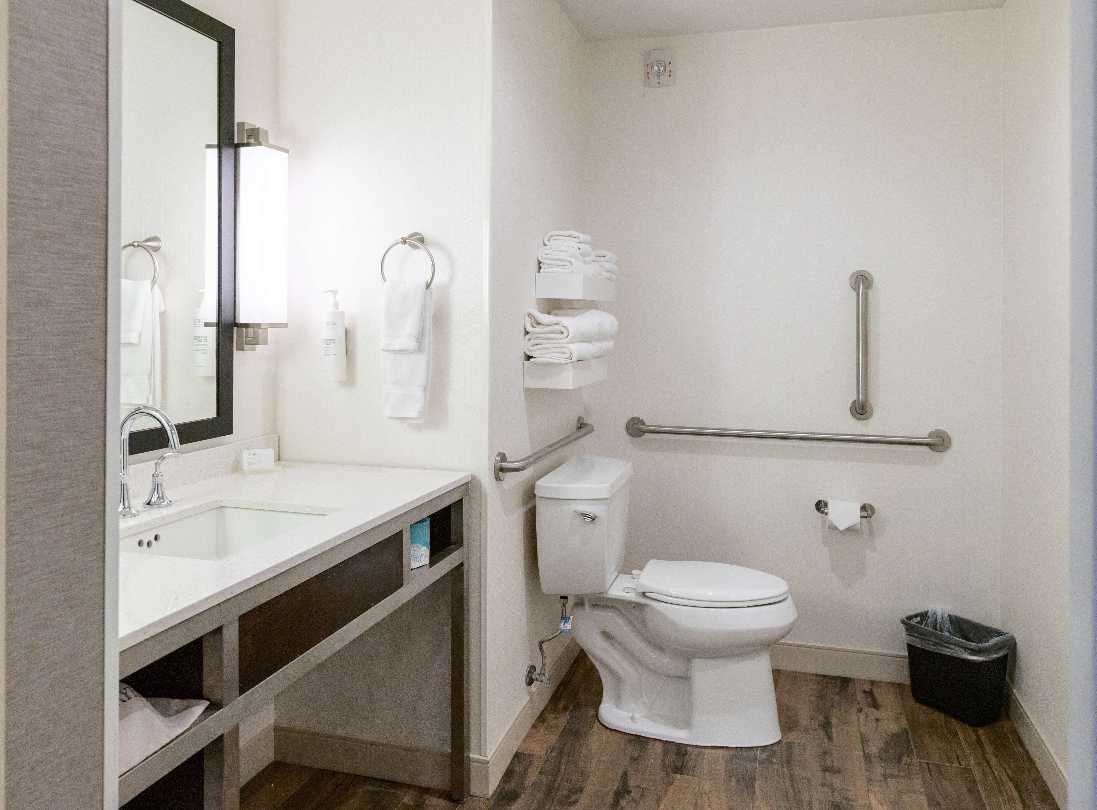 room, 1 king bed, accessible, non smoking (hearing, roll-in shower) | bathroom | deep-soaking bathtub, rainfall showerhead, free toiletries, hair dryer