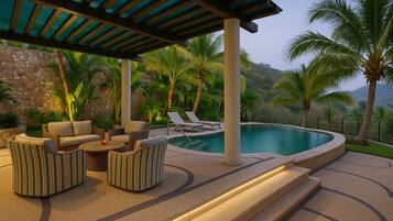 2 outdoor pools, pool umbrellas, sun loungers