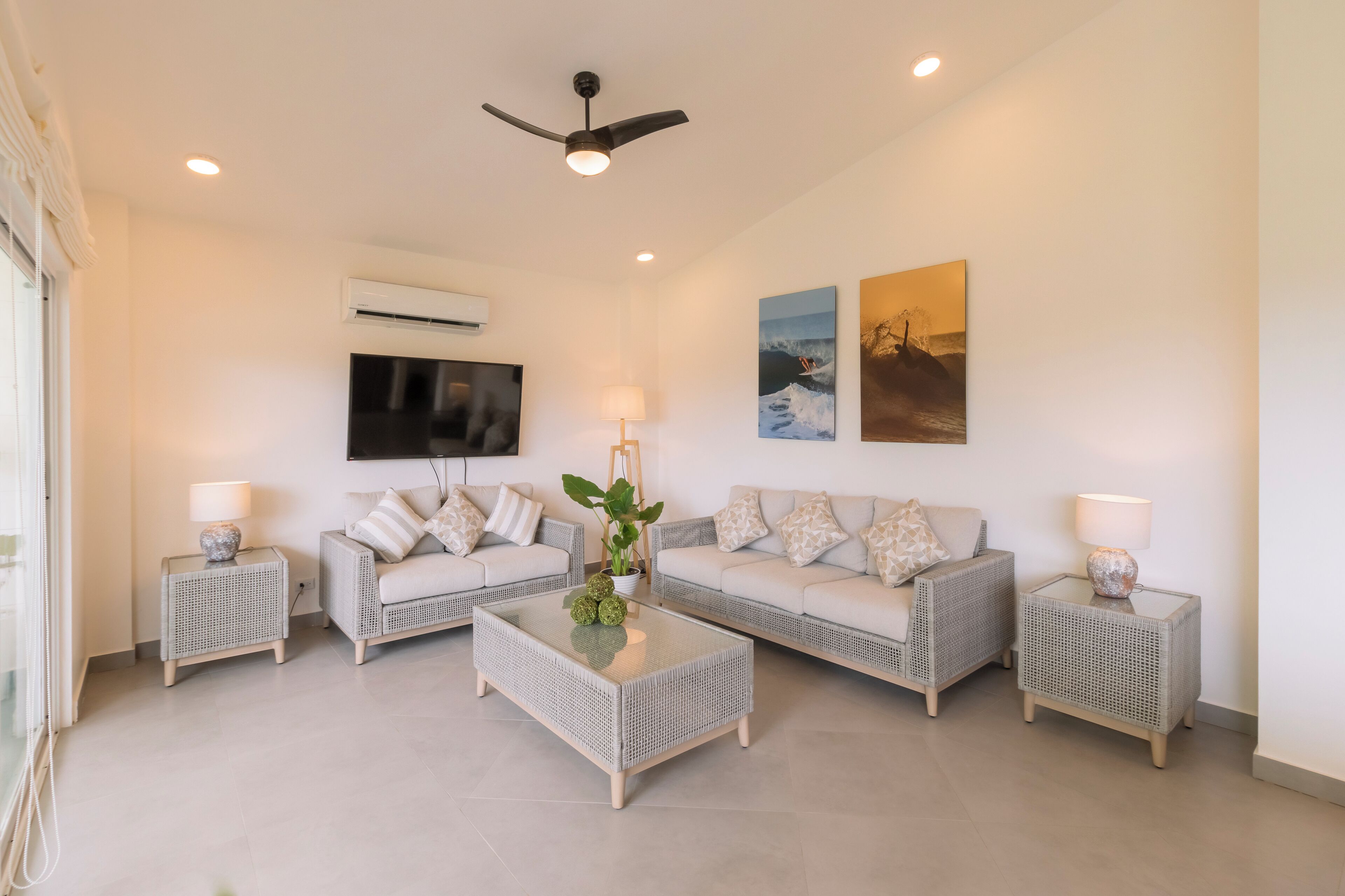 two bedroom apartment | living area | lcd tv