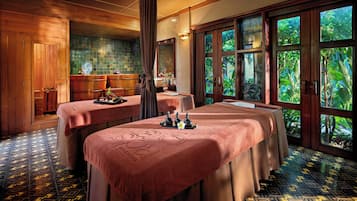 Sauna, hot tub, steam room, body treatments, hot stone massages