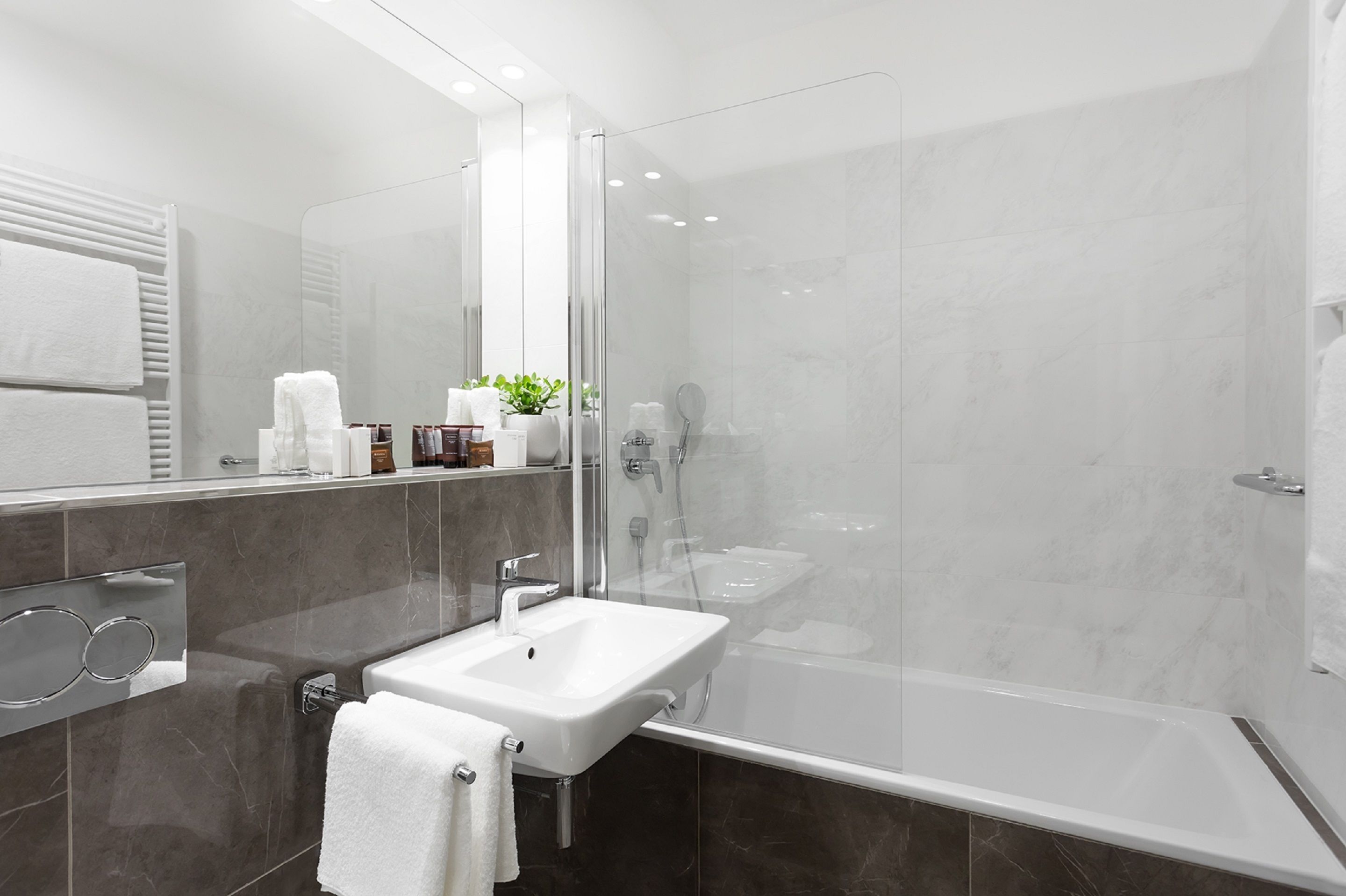 eco-friendly toiletries, hair dryer, bathrobes, slippers