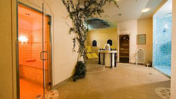 Relax in a serene space with a shower area and seating area for unwinding.