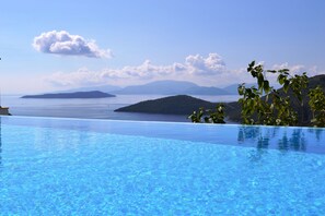 Outdoor pool, pool umbrellas, pool loungers - Villa Inna (Lefkada)